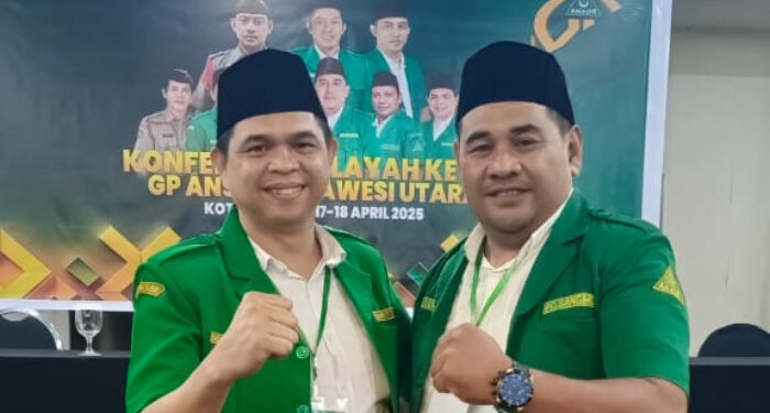 Foto: Ketua Cabang GP Ansor Sangihe, Fitri Lumiu, bersama Ketua GP Ansor Sulawesi Utara, Muliadi Paputungan. (Dok. Istimewa)