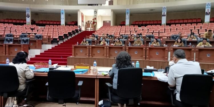 Pansus LKPJ Gubernur 2024 saat melakukan pembahasan degan Dinas Kesehatan dan UPTD RS. (Foto; meikel/barta)