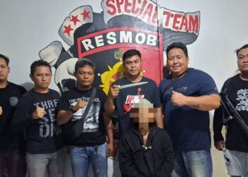 Tim Gabungan Resmob Polres dan Polsek Maesa berhasil amankan pelaku DB. (foto: Chris/Bitung)