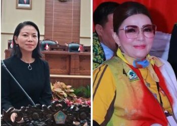 Ketua Fraksi Golkar Sulut, Cindy Wurangian dan anggota DPR RI Christiany Eugenia Paruntu. (foto: istimewa)