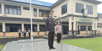 Kapolres Bitung AKBP Albert Zai, SIK, MH, menjadi Irup dalam Upacara Peringatan Hari Lahir Pancasila. (foto: Chris/Barta1)