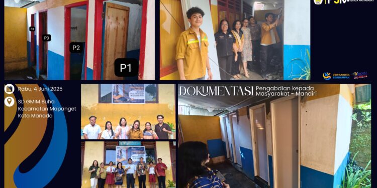 Tim Pengabdian Kepada Masyarakat Polimdo saat berada di SD GMIM Buha. (foto: istimewa)