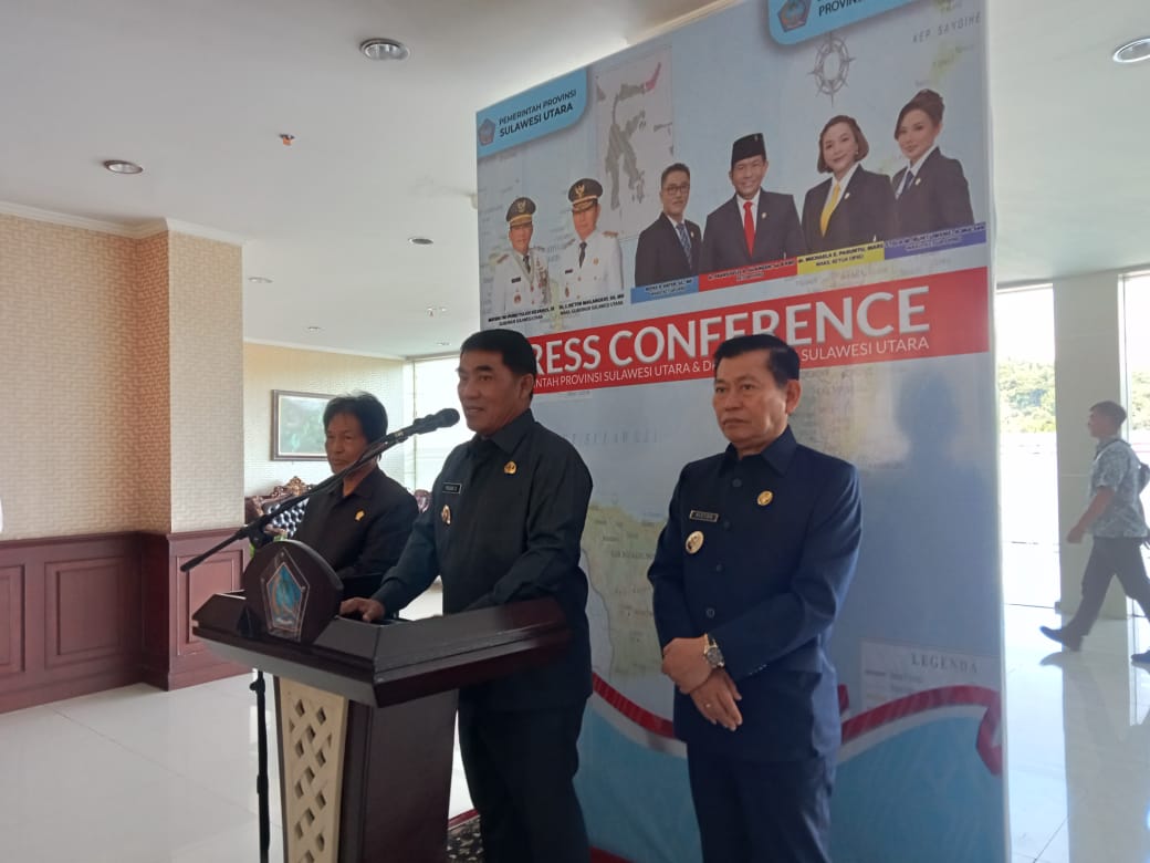 Gubernur Sulut, Yulius Selvanus dan Wakil Gubernur Victor Mailangkay serta Ketua DPRD Sulut, Fransiskus Silangen. (foto: meikel/barta)