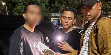Penangkapan tersangka yang membawa ganja di Bitung: (foto: Chris/Barta1)
