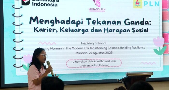 A Fielia Litelnoni Psikolog, memberikan wawasan mendalam tentang bagaimana perempuan bisa tetap tangguh dan seimbang di tengah tekanan yang kerap datang dari berbagai arah. (foto: Humas PLN)