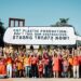 Ahead of the UN negotiations hundreds of citizens and civil society organisations from across the world gather at Place des Nations in Geneva to demand an ambitious and legally binding plastics treaty that puts people and the planet before polluters. Protesters wear yellow, red and orange to symbolise the urgency of the crisis and the danger posed by the unchecked production of plastic, which is overwhelmingly derived from fossil fuels.