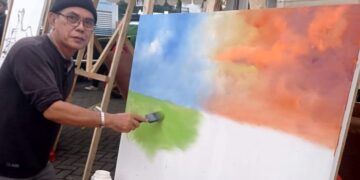 Pelukis Jaya Masloman di arena, Eco Vibe Festival 2025