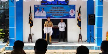 Foto: Bupati Michael Thungari menyampaikan sambutan di UPP Kelas II Tahuna. (Dok. Rendy/Barta1)