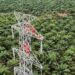 Foto udara Saluran Udara Tegangan Tinggi 150 kiloVolt Bengkayang-Singkawang Kabupaten Bengkayang Kalimantan Barat. (foto: Humas PLN)