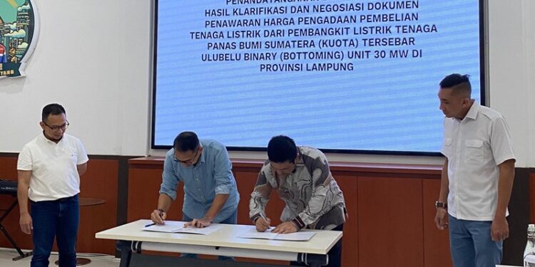 Konsorsium PGE-PLN IP Sepakati Tarif dengan PLN untuk PLTP Ulubelu Bottoming Unit, Perkuat Transisi Energi Nasional. (foto: Humas PGE)