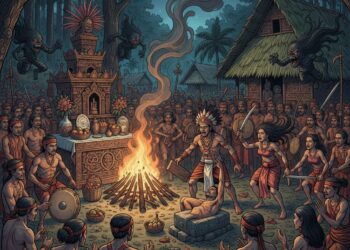 Tradisi mengusir roh halus. (Foto: ilustrasi AI)