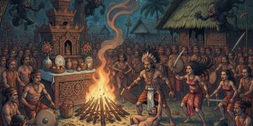 Tradisi mengusir roh halus. (Foto: ilustrasi AI)