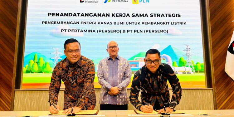 Penandatanganan MoU dan Head of Agreement untuk pengembangan energi panas bumi nasional. (Foto: PLN)