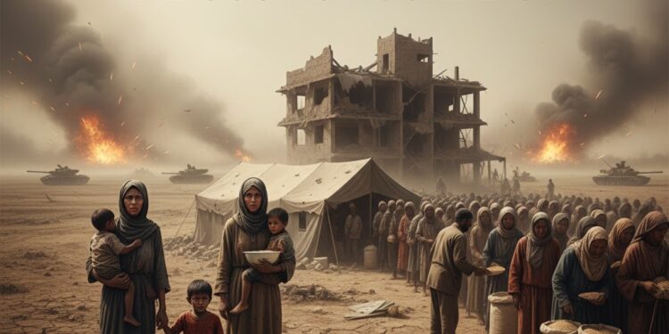 Gambaran dunia dalam krisis pangan. (Foto: Ilustrasi AI)