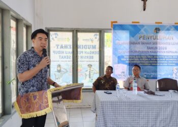 Foto: Bupati Kepulauan Sangihe Michael Thungari membuka Penyuluhan PTSL 2026 di Kecamatan Tabukan Utara. (Dok. Rendy/Barta1)