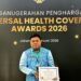 Foto: Bupati Tendris Bulahari saat menerima penghargaan Universal Health Coverage (UHC) Awards kategori Madya di tingkat nasional. (Dok. Istimewa)