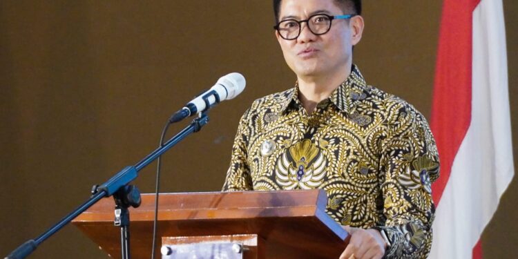 Foto: Bupati Minahasa Utara, Joune Ganda memaparkan materinya di GPC 2026. (Dok. Istimewa)