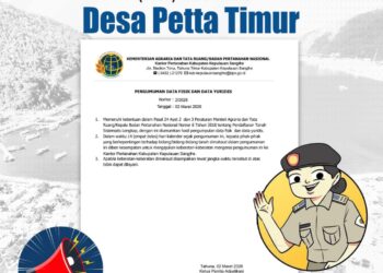 Foto: Pengumuman data fisik dan yuridis PTSL Sangihe. (Dok. Kantor Pertanahan Sangihe)