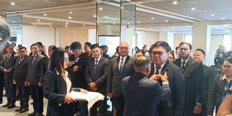 Foto: Suasana pelantikan pengurus KONI Kepulauan Sangihe periode 2025–2029 di Ballroom Tahuna Beach Hotel, Tahuna. (Dok. Istimewa)