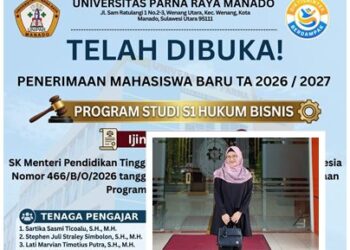 Kabar Baik untuk Lulusan SMA/SMK, Universitas Parna Raya Manado Resmi Buka Pendaftaran Hukum Bisnis