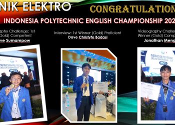 Tiga Mahasiswa Teknik Elektro Polimdo Raih Medali Emas di Ajang Indonesian Polytechnic English Championship 2026