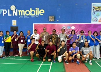 PLN ikut men-support event Hapsa P-KB GMIM 2026 di Manado khususnya untuk tangkai olahraga Bulu Tangkis. (foto: Humas PLN)