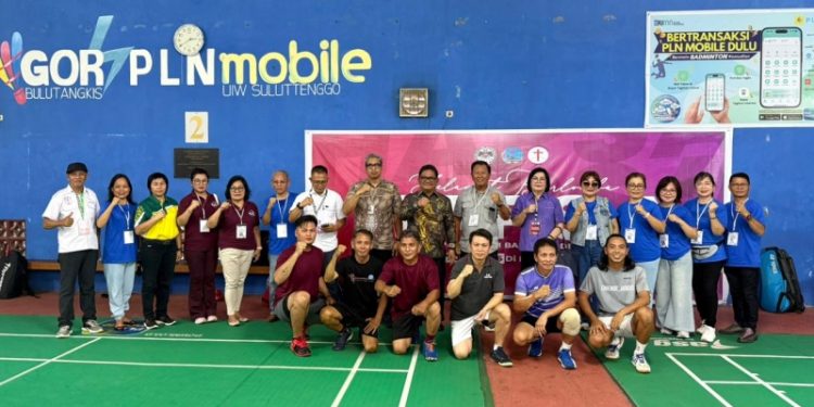 PLN ikut men-support event Hapsa P-KB GMIM 2026 di Manado khususnya untuk tangkai olahraga Bulu Tangkis. (foto: Humas PLN)