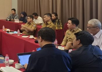 Foto: Bupati Kepulauan Sangihe Michael Thungari menyampaikan usulan solusi permanen konektivitas dalam forum koordinasi perbaikan Palapa Ring Tengah di Manado. (Dok. Istimewa)
