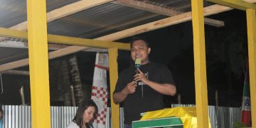 Reflindo Loho, SH saat memberikan sambuta pada pembukaan open turnamen bola voli justice prodisa caup 2026.