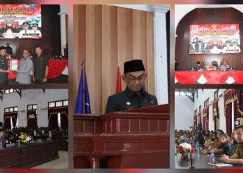 Bupati Kepulauan Talaud, Welly Titah saat menhadiri rapat paripurna.