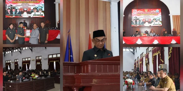 Bupati Kepulauan Talaud, Welly Titah saat menhadiri rapat paripurna.