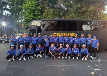Foto: Pelajar SMP Sangihe B tampil kompak hingga meraih juara pertama gerak jalan Sulut. (Dok. Istimewa)