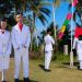 Foto: Arjun Makatiho dan Ethel Mae Mendome saat bertugas sebagai pengibar bendera di perbatasan Indonesia-Filipina di Kampung Matutuang Kepulauan Marore. (Dok. Rendy/Barta1)
