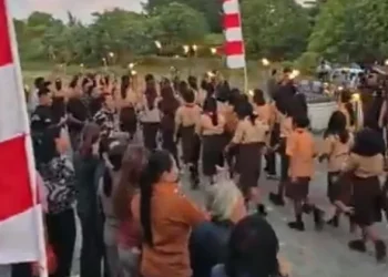Potret pawai Taptu dalam rangka memperingati Hari Ulang Tahun (HUT) ke-81 Kemerdekaan Republik Indonesia.