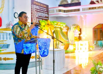 Foto: Ibadah syukur HUT ke-168 GMIST Sion Sawang Jauh bersama Pemerintah Kabupaten Sangihe. Dok. Istimewa)